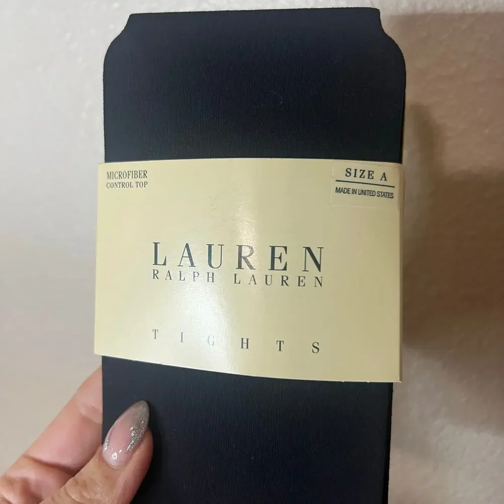 Lauren Ralph Lauren Black Microfiber Control Top Tights - size A NEW